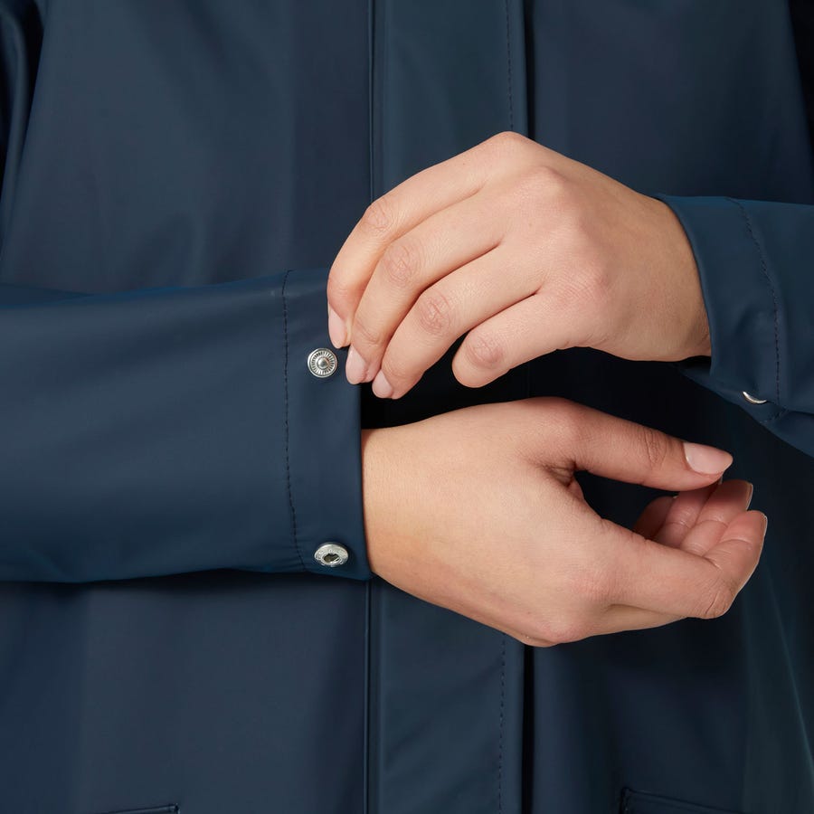Chubasquero Para Mujer Azul Largo Detalle Puño Moss Hellyhansen