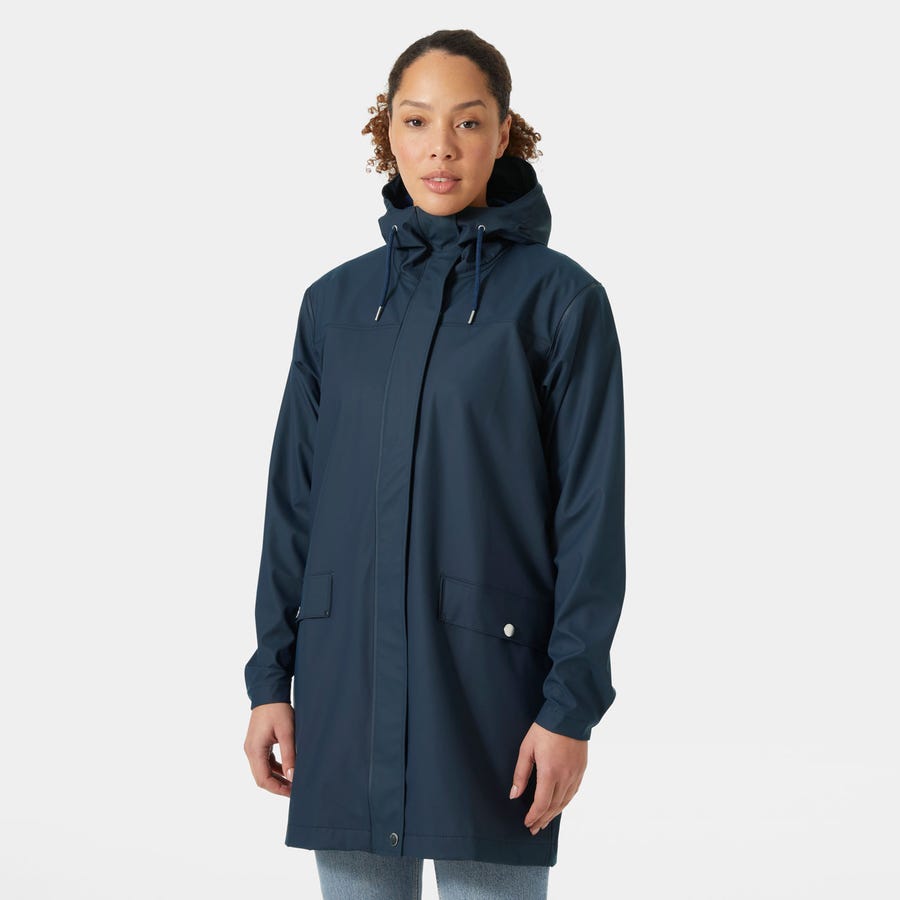 Chubasquero Para Mujer Azul Largo Trasero Moss Hh