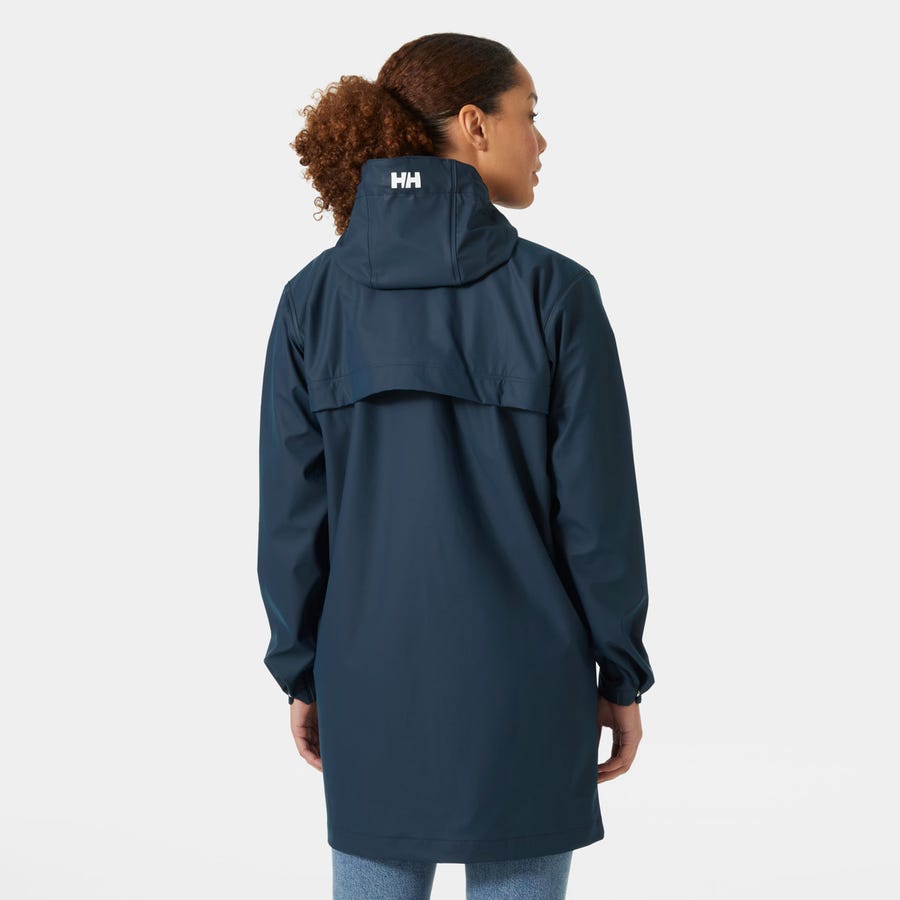 Chubasquero Para Mujer Azul Largo Trasero Moss Hellyhansen